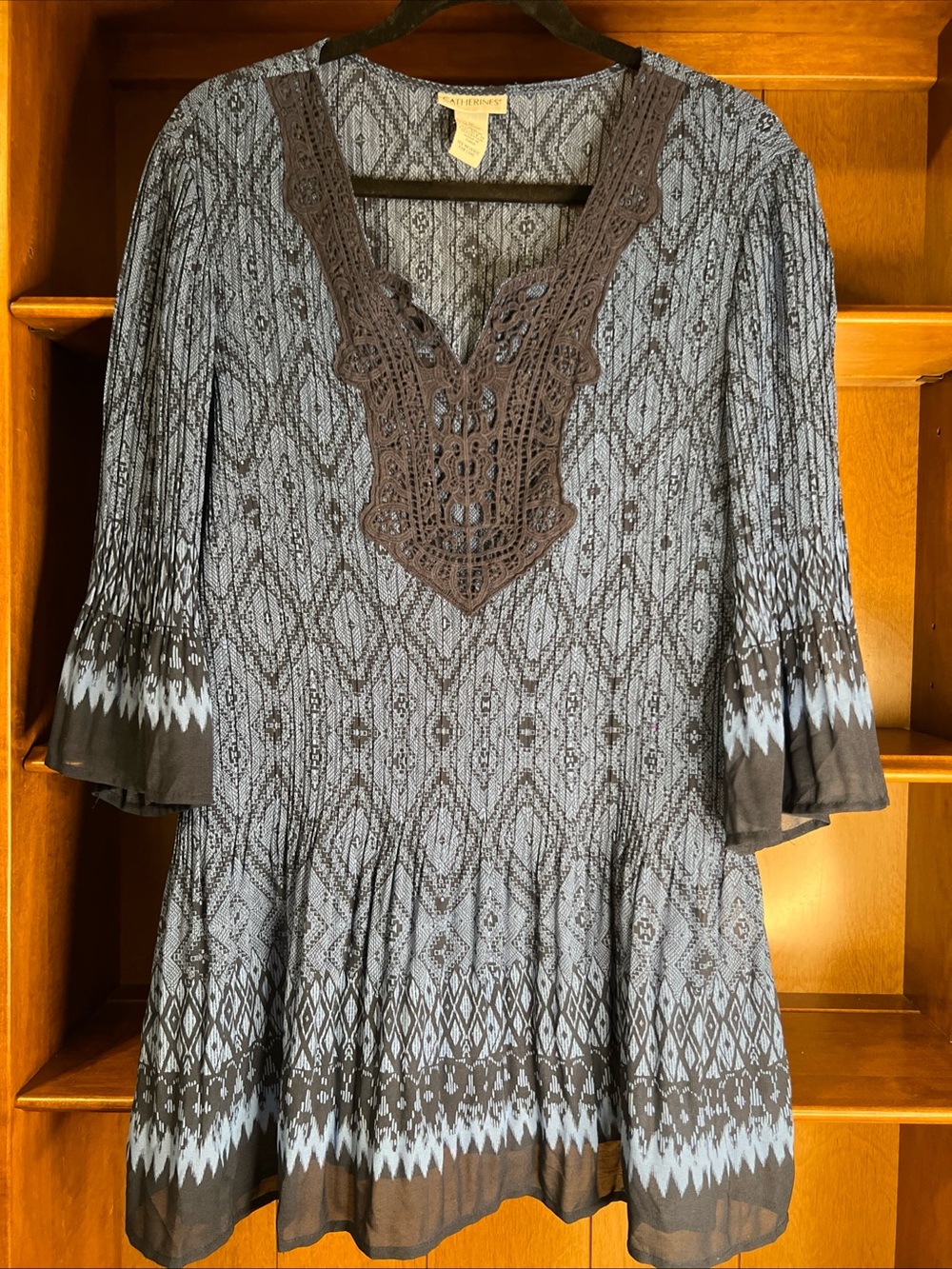 Boho Festival Crochet-Trim Tunic Top SZ 18/20